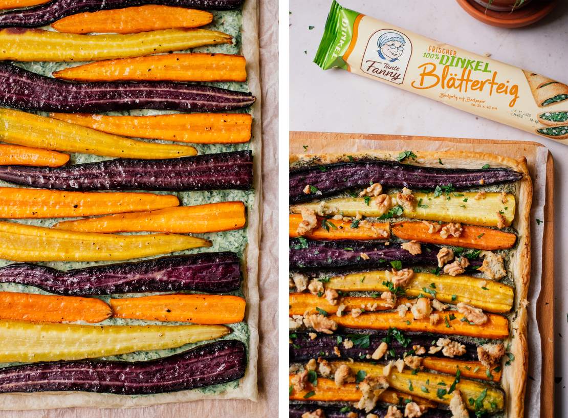 R591 Carrot Tart with Puff Pastry and Vegan Feta Cheese